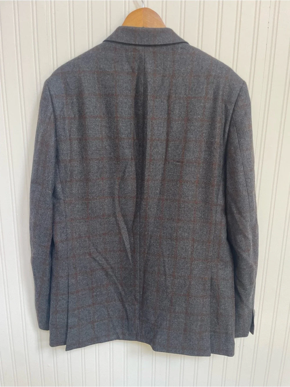 Michael Kors Gray Windowpane Wool Sport Coat with Brown Check Mens 42L